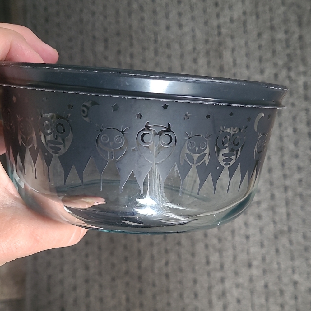 Halloween Owl Pyrex Glass Bowl W/lid